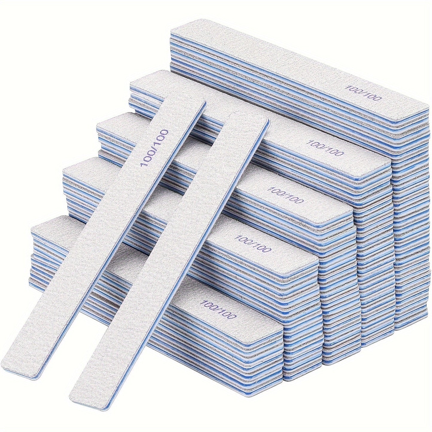 Professional Nail Files 50pcs Bulk Set Double Sided Emery Boards – 80/80, 100/100 & 100/180 Grit Options for Acrylic