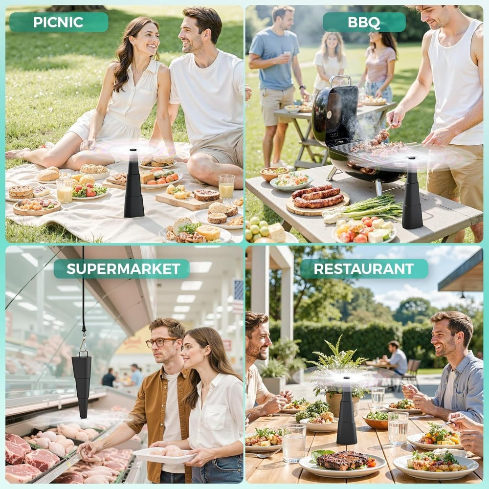 Outdoor Food Fan 4-Pack Battery Powered Silent Table Fan with Hook for Picnic BBQ Patio Party for Grilling, Camping and Outdoor Meals