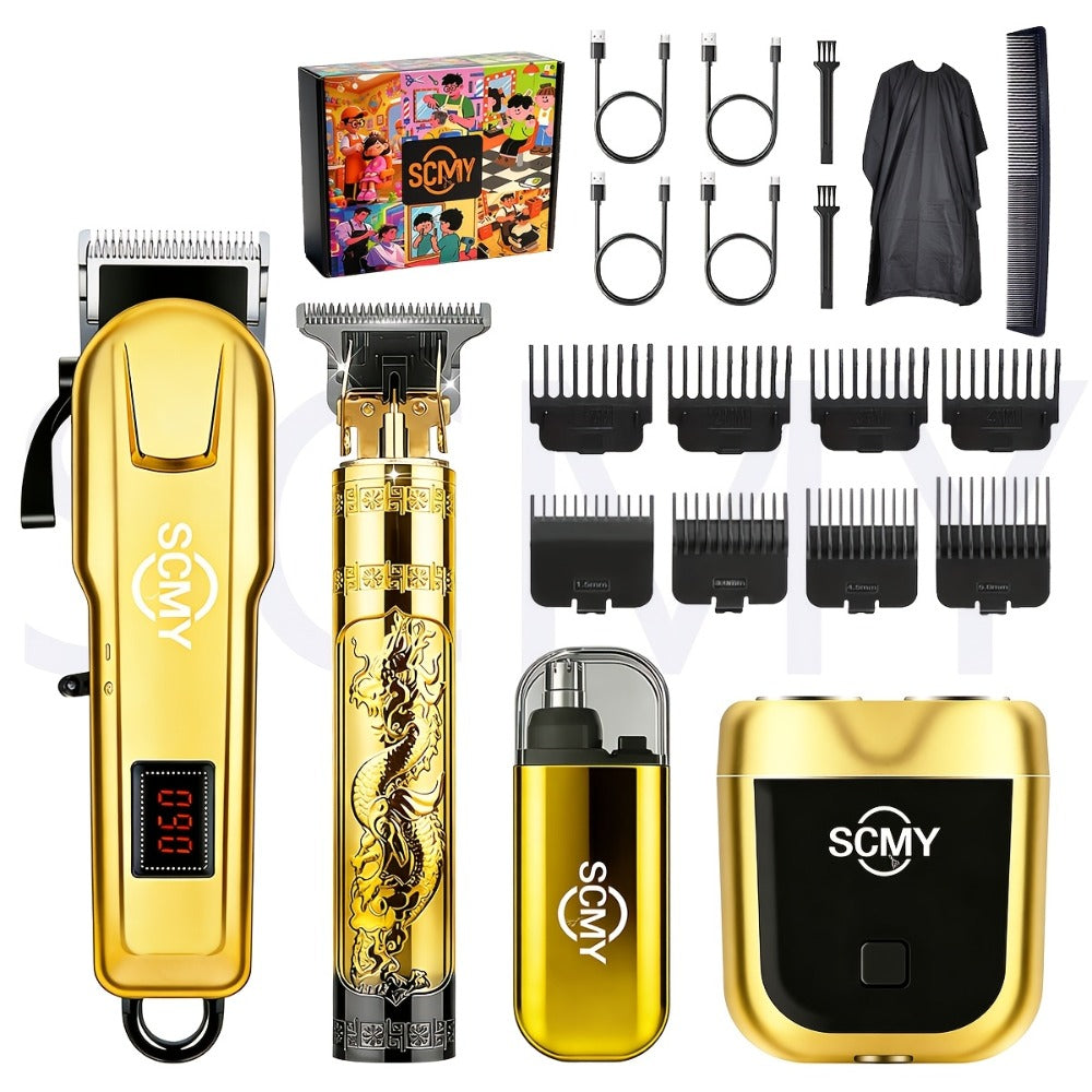 Cordless Hair Clipper Set for Men & Women – Professional Wireless Barber Clippers with T-Blade Trimmer, LED Screen, Adjustable Taper Lever