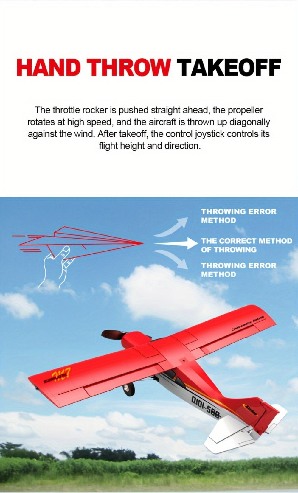 Brushless Fixed Wing RC Plane 6-Channel 6-Axis Gyro 3D Aerobatic Stunts 2 Batteries Included