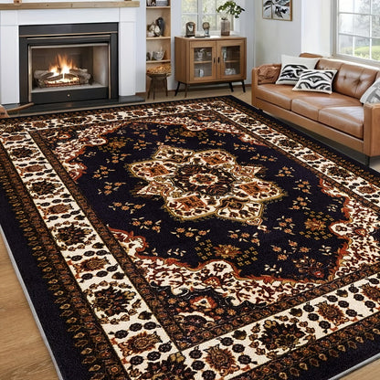Bohemian Round Rug Large – Soft Non-Slip Machine Washable Vintage Area Rug for Living Room Bedroom Floor Decor