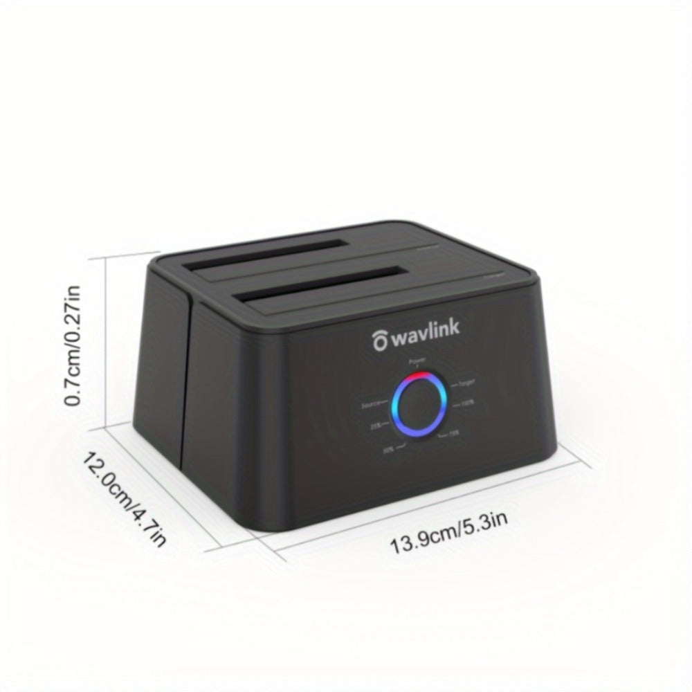 Dual Bay Hard Drive Docking Station USB 3.0 to SATA with Offline Clone Function, Wavlink Tool-Free Dock for 2.5/3.5 Inch HDD SSD