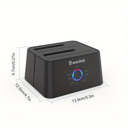 Dual Bay Hard Drive Docking Station USB 3.0 to SATA with Offline Clone Function, Wavlink Tool-Free Dock for 2.5/3.5 Inch HDD SSD