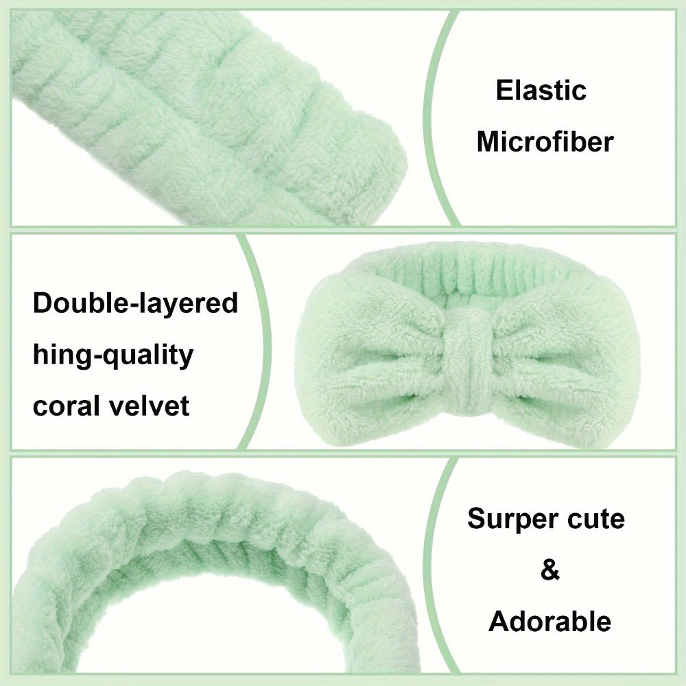 Spa Headbands for Washing Face 52 Pack Bulk Set – Soft Coral Fleece Bow Headband in 13 Colors for Women Skincare Makeup Shower Facial