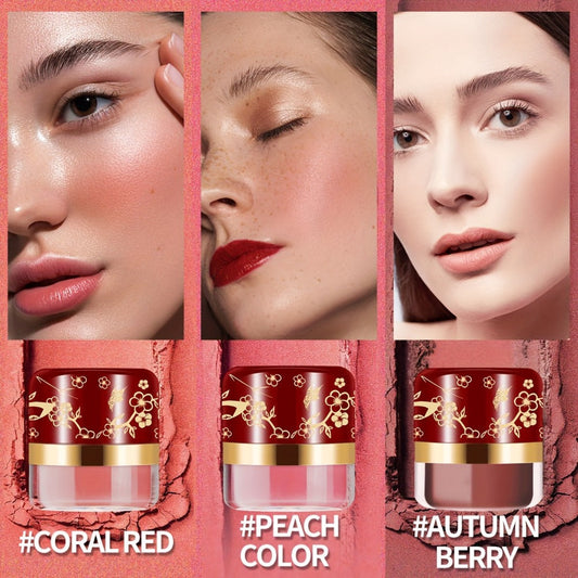 Powder Blush Set 3 Colors with Pearl Powder Rose Oil & Squalane Formula, for Makeup, Travel and Everyday Vanity Use