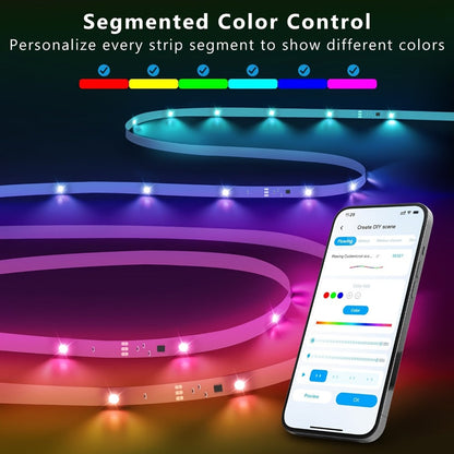 RGB LED Light Strip 50ft 100ft 130ft 16 Million Colors Music Sync, App & 24-Key Remote Control, Color Changing LED Strips for Bedroom