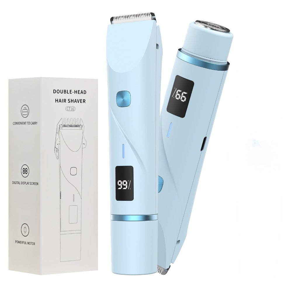 Electric Shaver 2-in-1 Dual-Head Bikini Trimmer with Digital Battery Display and Waterproof Wet/Dry Use
