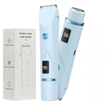 Electric Shaver 2-in-1 Dual-Head Bikini Trimmer with Digital Battery Display and Waterproof Wet/Dry Use
