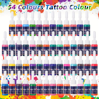Tattoo Ink 54-Color Full Spectrum Bottle Set with Complete Palette Configuration for Color Selection