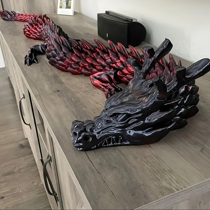 3D Printed Dragon 35.4 Inch with Flexible Joints – Articulated Poseable Dragon Figurine for Car Dashboard, Home Decor & Desk Display