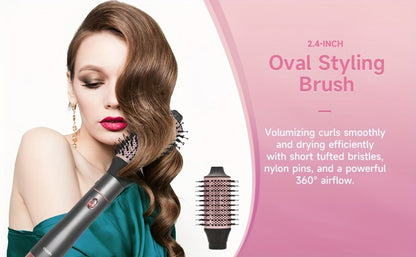 5-in-1 Hot Air Styling Comb Set Negative Ion Hair Dryer Brush with 5 Interchangeable Heads, for Home, Travel and Salon Hair Styling