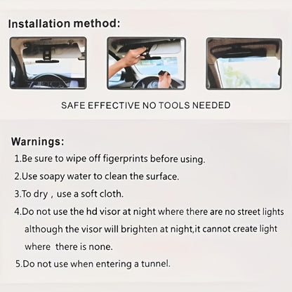 Car Visor Extender Polarized UV400 Anti-Glare | Clip-On Adjustable Sun Visor Extension, Blocks Blinding Sun & Headlight Glare