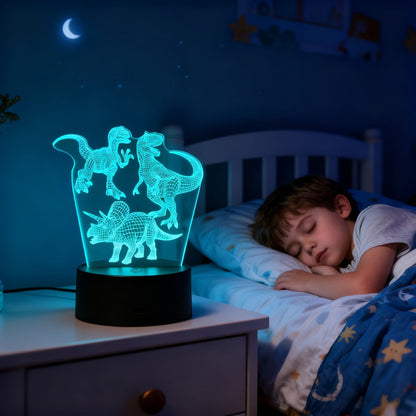 3D Holographic Dinosaur Night Lamp 16 Color Changing T-Rex LED Bedside Lamp Remote Touch for Entryways, Bedrooms and Living Spaces