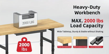 Wood-Top Rolling Workbench in 48, 60 or 70-Inch Lengths with Drawer and No-Drawer Checkout Options