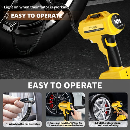 Portable Tire Inflator Air Compressor 150 PSI Cordless with Auto-Shutoff Digital Pressure Gauge LED Light Wireless USB Charging for Car