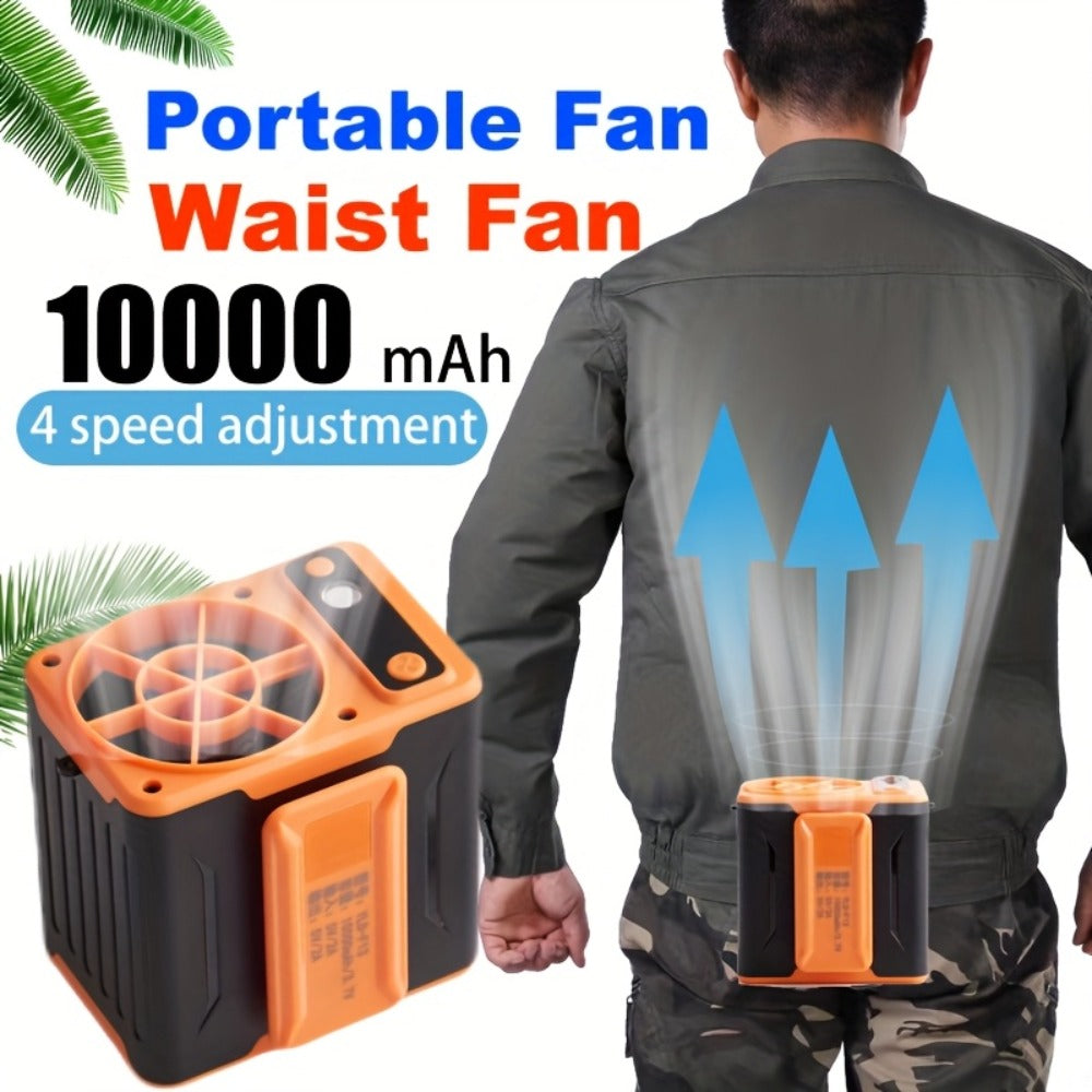 Portable Clip Fan 10000mAh Rechargeable Wearable Belt Fan with 22H Battery Life 4 Speed for Entryways, Bedrooms and Living Spaces