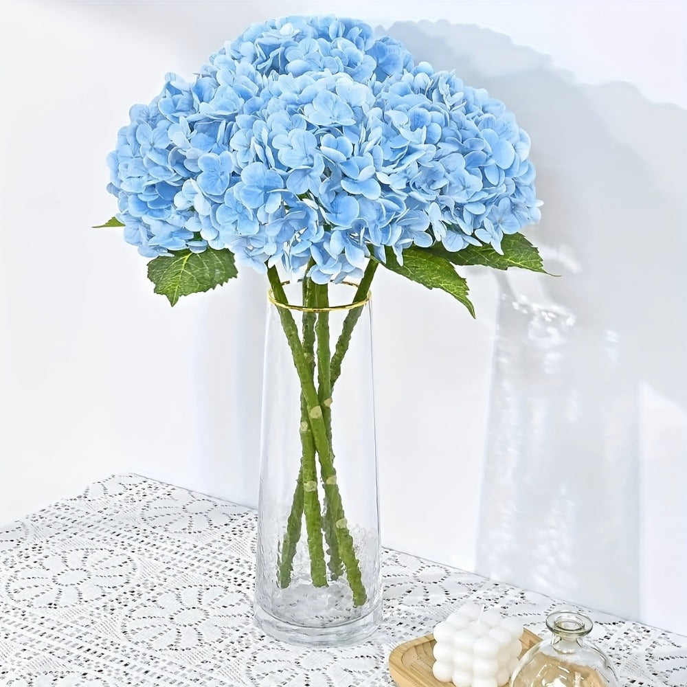 Artificial Flowers 21-Inch Full-Latex Hydrangea Stems in 4 or 8-Piece Sets with Flexible Wire