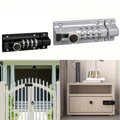 Combination Bolt Lock 4-Digit Zinc Alloy Sliding Security Lock for Entryways, Bedrooms and Living Spaces