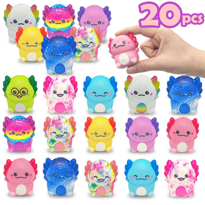 Axolotl Squishy Toys 20 Pack Slow Rising Fidget Sensory Stress Toys for Kids, Cute Salamander Newt Ice Cream Shape Squeeze Toys