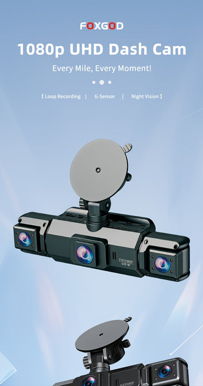 1080P-Labeled Dash Camera with Three- or Four-Lens Options, Screen, G-Sensor and WiFi/32GB Bundle