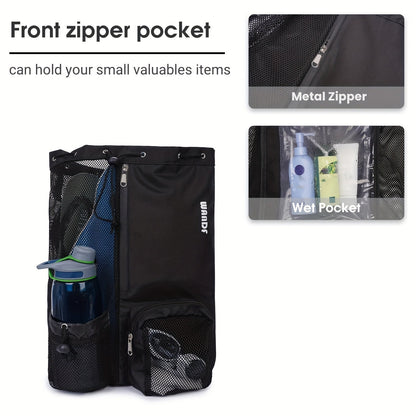 Mesh Drawstring Swim Bag – Quick-Dry Sports Backpack with Wet Pocket for Swimming, Gym & Beach, Lightweight Travel Bag for Women & Men