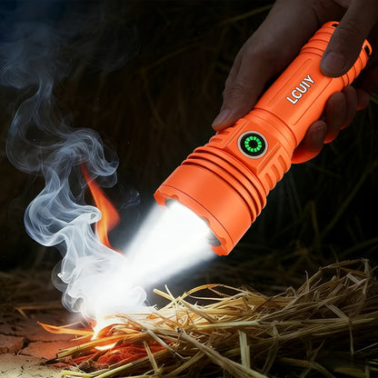 Flashlight 4500-Lumen Fresnel Lens Rechargeable Hand Torch with Six Modes in Two Model Options