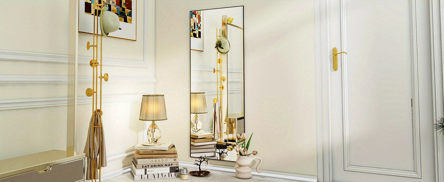 Full Length Mirror Floor Mirror with Stand, Aluminum Alloy Frame Full Body Mirror, Standing Hanging or Leaning Against Wall for Bedroom