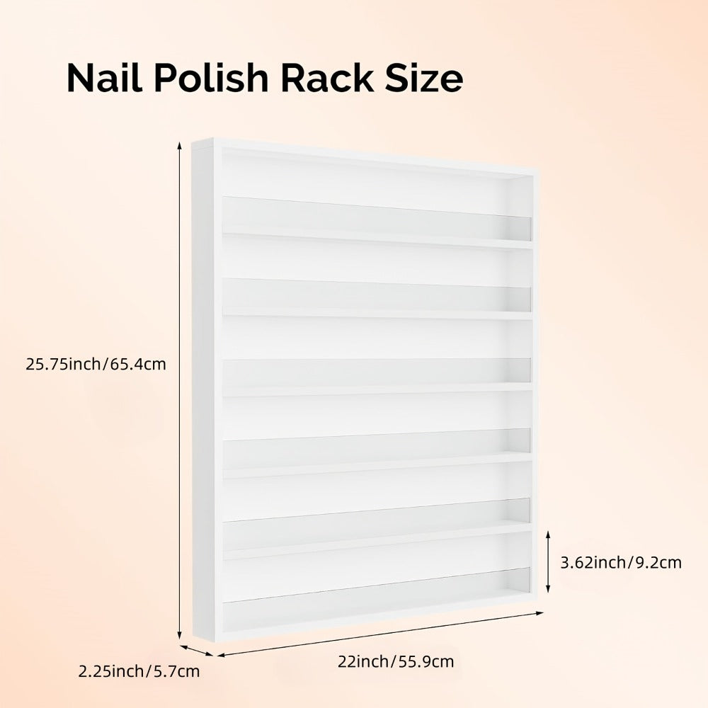 Wall Mount Nail Polish Rack 6 Tier Holds 120 Bottles with Acrylic Baffles – Large Nail Varnish Display Shelf Organizer for Salon Home White