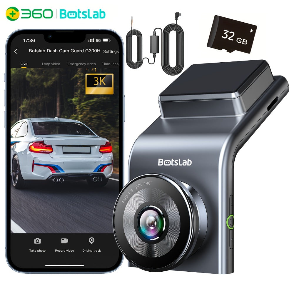 Botslab G300H Pro Dash Camera with 3K Label, Built-In WiFi and GPS, Plus Card or Hardwire Kit Bundles