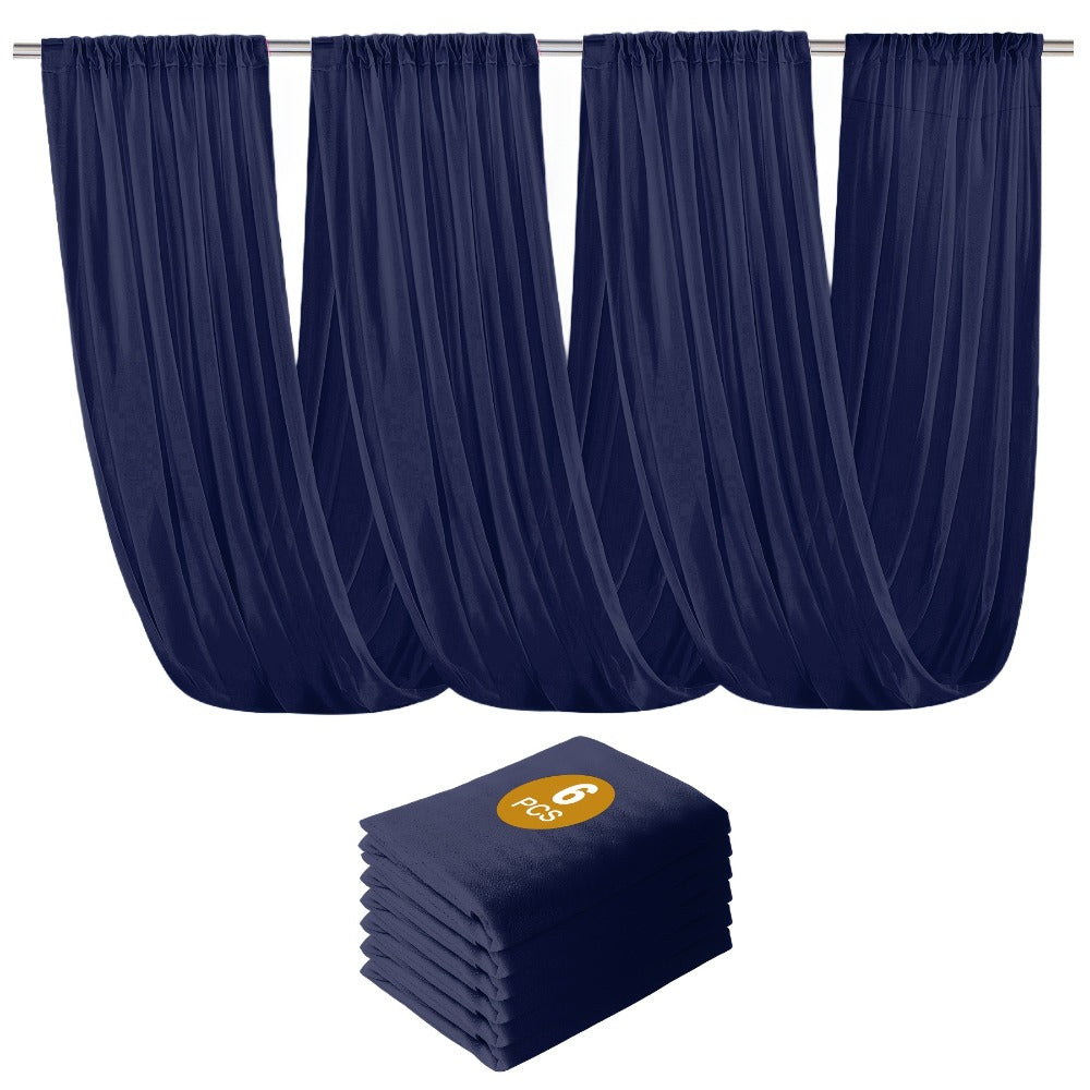 6-Pack Chiffon Ceiling Drapes for Wedding 63x118in – Sheer Polyester Backdrop Curtains with Rod Pockets for Wedding Arch, Party Stage