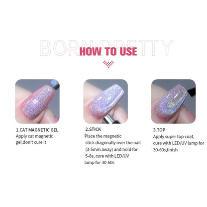 Gel Nail Polish BORN PRETTY MY45 Nude-Gold Magnetic Cat-Eye in 10ml with UV/LED Soak-Off Formula