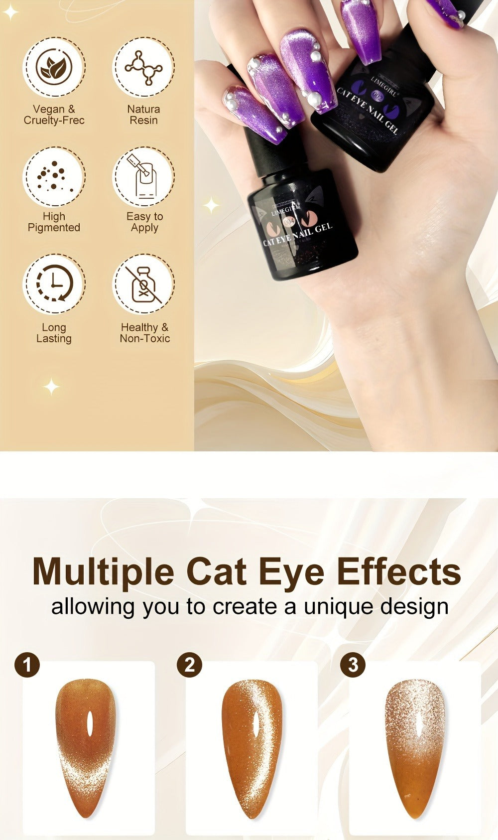 Cat Eye Gel Polish 8ml Holographic Chameleon Flash – Magnetic Sand 3D Color-Shifting Semi-Permanent UV LED Gel Varnish for Salon & Home DIY
