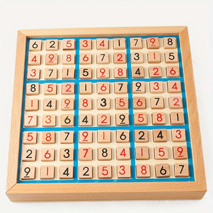 Wooden Sudoku Board Game for Kids & Adults, Logic Brain Teaser Puzzle with Challenge Cards, Number Thinking Educational Family Game