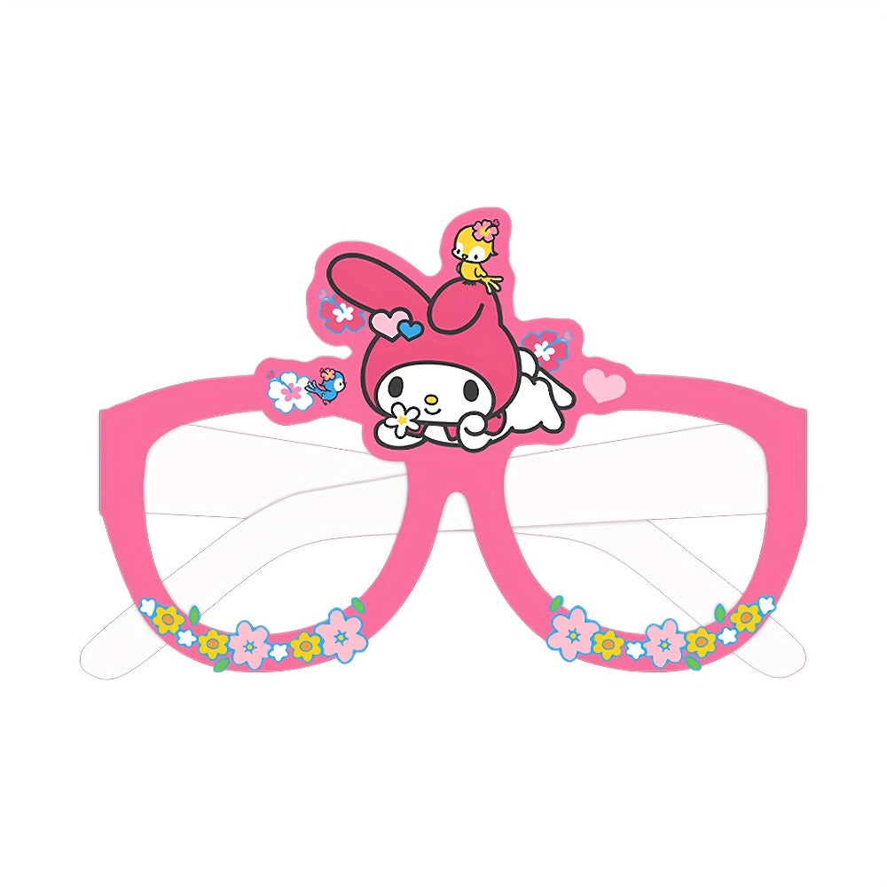 Sanrio Photo Booth Glasses Props 12 Pcs Hello Kitty Kuromi My Melody Cinnamoroll Gudetama for Parties, Celebrations and Guest Favors