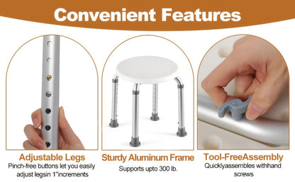 Shower Stool for Inside Shower, Adjustable Height Bath Seat, Stable Bathroom Stool for Sitting, Fits Showers & Bathtubs