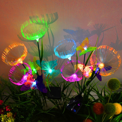 Solar Garden Light Fiber Optic Jellyfish Stakes 4-Pack with 7-Color LEDs and IP65 Rating for Outdoor Garden Decor