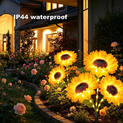 Solar Garden Lights Sunflower Stake Lanterns, IP44 with 1- or 2-Piece configurations Options for Lawn Decor