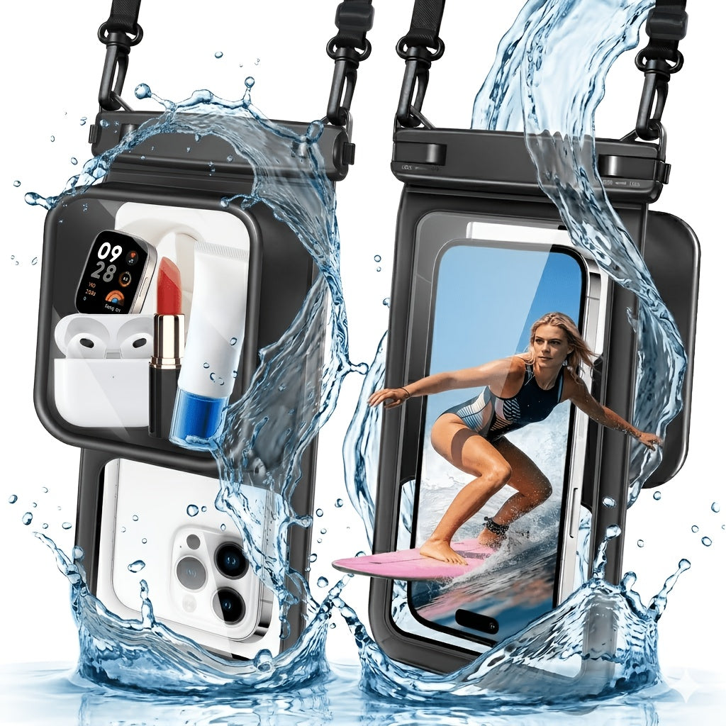 Phone Pouch 2 Pack Floating Dual Compartment Dry Bag for Camping, Travel and Outdoor Use, with the Listed Configuration