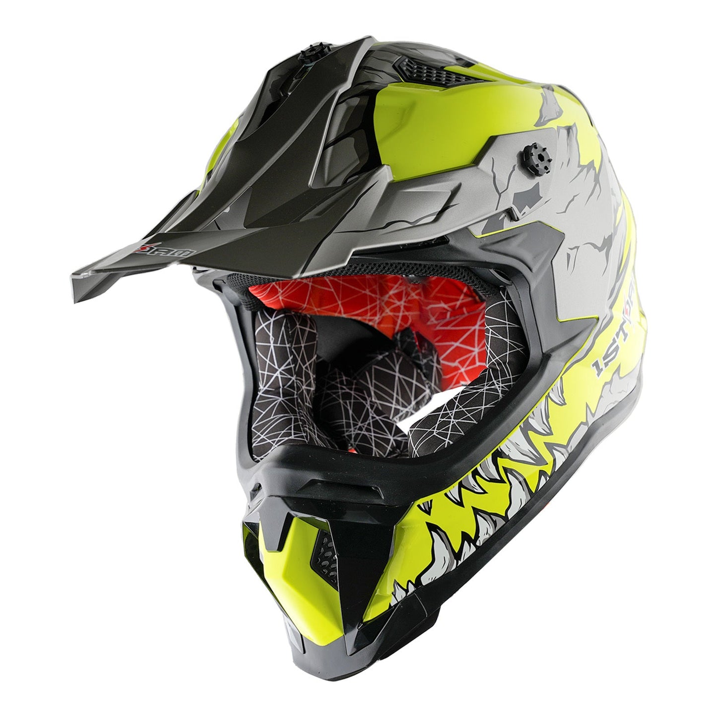 Motorcycle Helmet 1STORM Dirt-Bike Full-Face Shell with Peak Visor, XS-XXL Sizes, Padded Liner and Graphic Styles