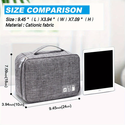 Cable Organizer Bag for Travel Double Layer, Electronics Case with Removable Dividers, Cables, Chargers