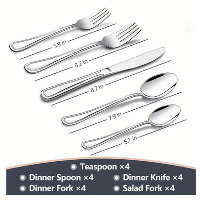Stainless Steel Flatware Sets in 20–72 Piece Silver, Black or Gold Configurations with Exact Checkout Options