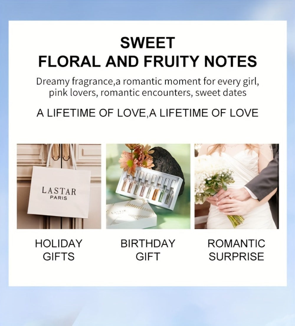 Mini Perfume Set for Women 8 Piece Gift Box Woody Floral Fruity Fragrance Sampler Kit Long Lasting TSA Compliant Travel Friendly 0.81oz Each