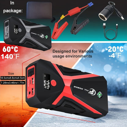12V Jump Starter with F07, F13, F19 or F03 Black Model Options, Digital Display, LED Light and USB Connections
