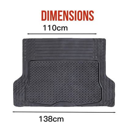 Trunk Cargo Liner Rubber Mat Universal Fit – All Weather Waterproof Trunk Mat with Seat Back Protector, Trim-to-Fit for Cars, SUV & Sedan