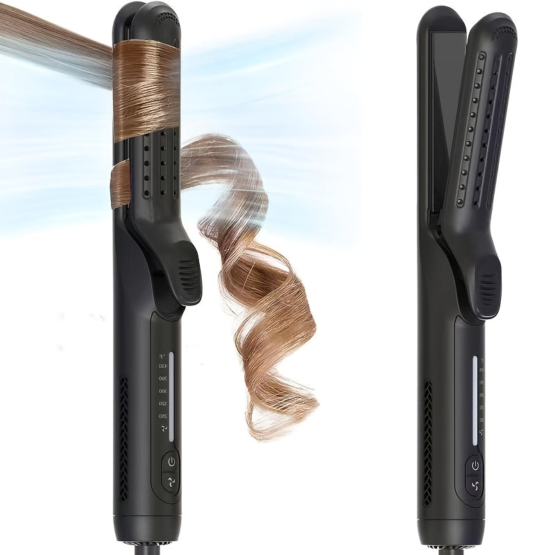 Two-in-One Airflow Hair Styler with Curved Plates, Five Temperature Settings and Pink or Black Finish