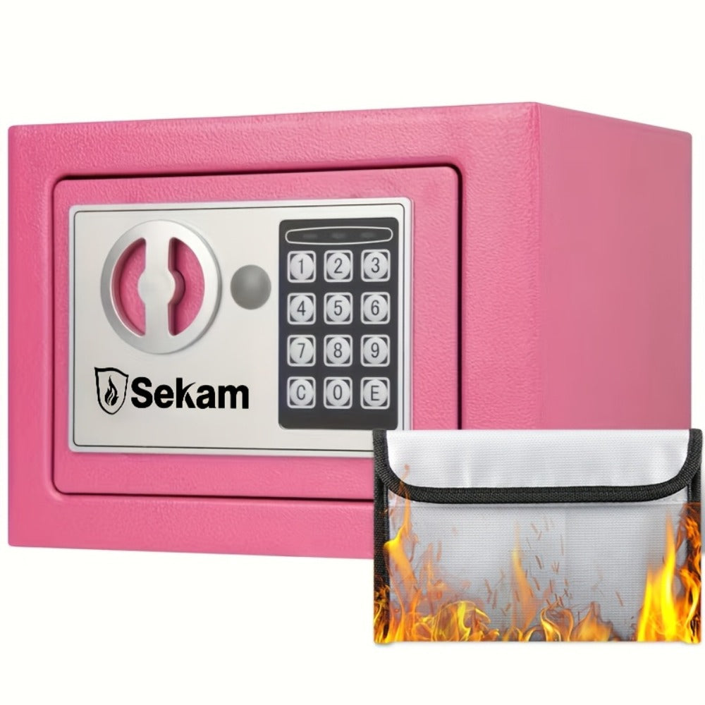 Fireproof Home Safe Box with Digital Keypad and Key Lock Steel Security Safe for Money for Entryways, Bedrooms and Living Spaces