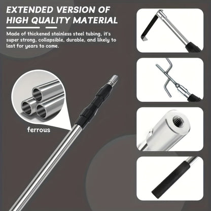 Telescopic Truck Grab Bar Set Stainless Steel Adjustable Length Anti-Slip Grips 59 Inch for Pickups Trucks Trailers Warehouses Construction