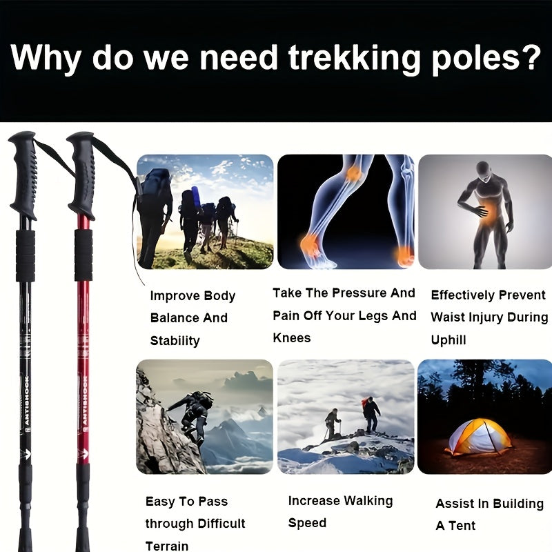Adjustable Hiking Stick Aluminum Alloy – Lightweight Foldable Walking Pole with Quick Lock for Men & Women | Portable Trekking Cane
