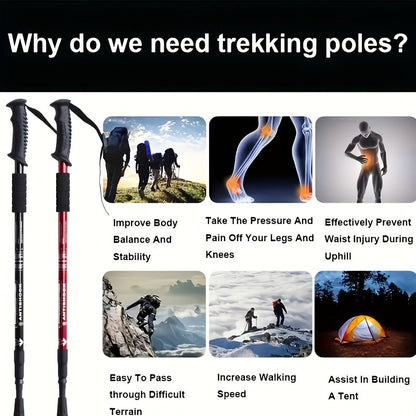 Adjustable Hiking Stick Aluminum Alloy – Lightweight Foldable Walking Pole with Quick Lock for Men & Women | Portable Trekking Cane