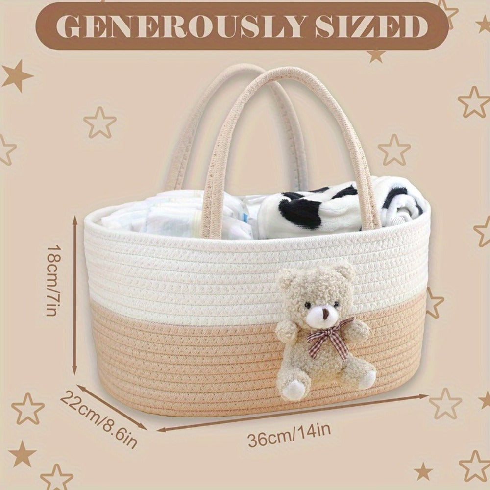 Cute Animal Woven Storage Basket, Decorative Desktop Organizer for Remote Controls, Toys, Stationery & Small Items